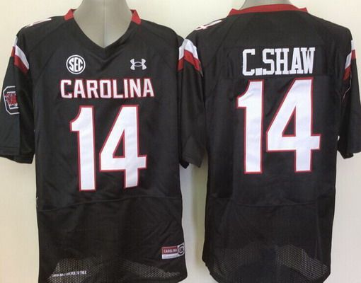 Men's South Carolina Gamecocks #14 Connor Shaw Black NCAA Football Under Armour Jersey