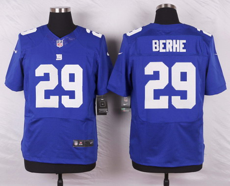 Men's New York Giants #29 Nat Berhe Royal Blue Team Color NFL Nike Elite Jersey