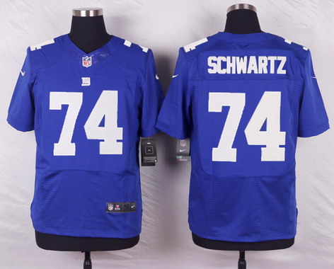 Men's New York Giants #74 Geoff Schwartz Royal Blue Team Color NFL Nike Elite Jersey