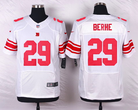 Men's New York Giants #29 Nat Berhe White Road NFL Nike Elite Jersey