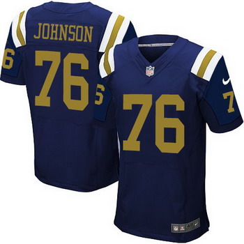 Men's New York Jets #76 Wesley Johnson Navy Blue Alternate NFL Nike Elite Jersey