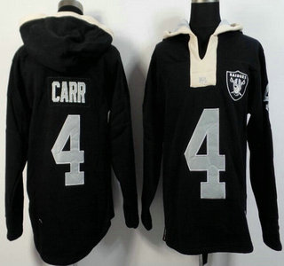 Men's Oakland Raiders #4 Derek Carr Black Team Color 2015 NFL Hoody