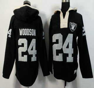 Men's Oakland Raiders #24 Charles Woodson Black Team Color 2015 NFL Hoody