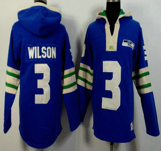 Men's Seattle Seahawks #3 Russell Wilson Light Blue 2015 NFL Hoody