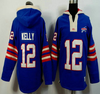 Men's Buffalo Bills #12 Jim Kelly Royal Blue Team Color 2015 NFL Hoody