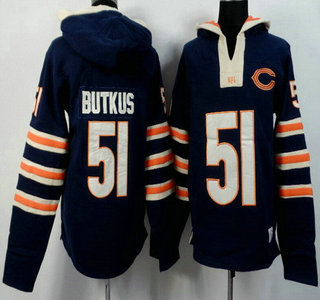 Men's Chicago Bears #51 Dick Butkus Navy Blue Team Color 2015 NFL Hoody