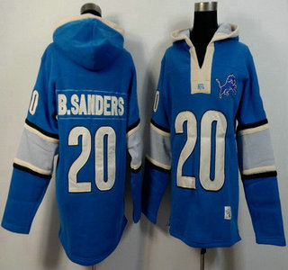 Men's Detroit Lions #20 Barry Sanders Light Blue Team Color 2015 NFL Hoody