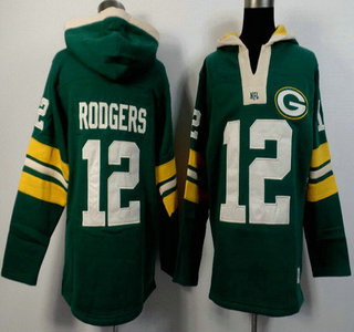 Men's Green Bay Packers #12 Aaron Rodgers Green Team Color 2015 NFL Hoody