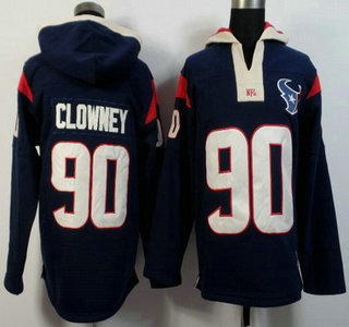 Men's Houston Texans #90 Jadeveon Clowney Navy Blue Team Color 2015 NFL Hoody