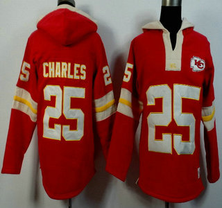 Men's Kansas City Chiefs #25 Jamaal Charles Red Team Color 2015 NFL Hoody