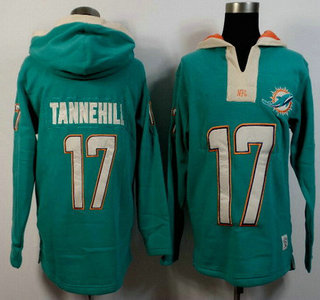 Men's Miami Dolphins #17 Ryan Tannehill Aqua Green Team Color 2015 NFL Hoody