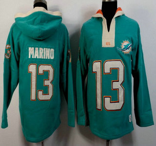 Men's Miami Dolphins #13 Dan Marino Aqua Green Team Color 2015 NFL Hoody