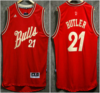 Men's Chicago Bulls #21 Jimmy Butler Revolution 30 Swingman 2015 Christmas Day Red Jersey