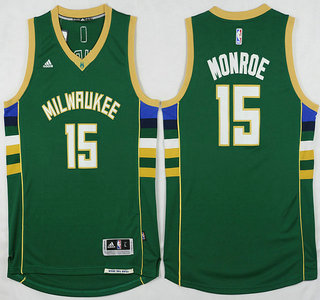 Men's Milwaukee Bucks #15 Greg Monroe Revolution 30 Swingman 2015-16 Green Jersey