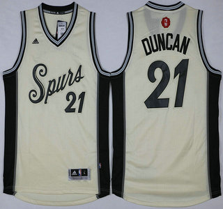 Men's San Antonio Spurs #21 Tim Duncan Revolution 30 Swingman 2015 Christmas Day White Jersey