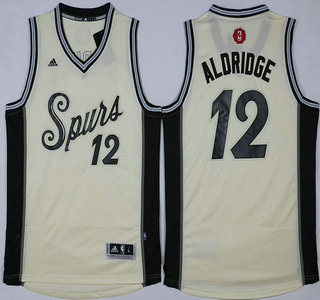 Men's San Antonio Spurs #12 LaMarcus Aldridge Revolution 30 Swingman 2015 Christmas Day White Jersey