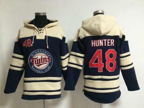 Men's Minnesota Twins #48 Torii Hunter Alternate Navy Blue MLB Hoodie