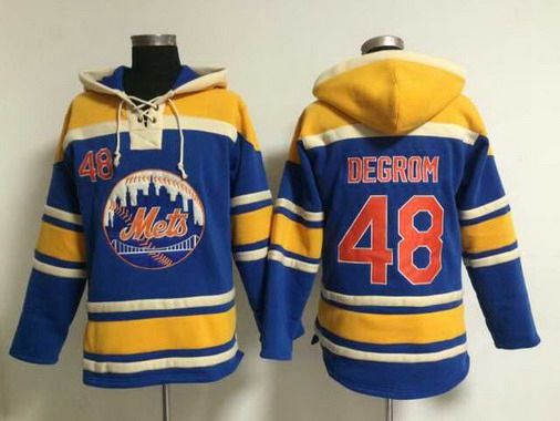 Men's New York Mets #48 Jacob DeGrom Alternate Blue MLB Hoodie