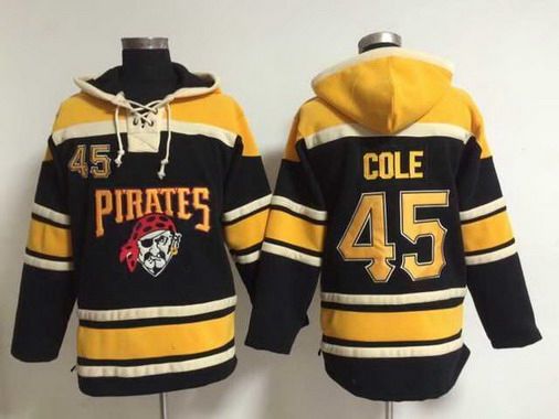 Men's Pittsburgh Pirates #45 Gerrit Cole Alternate Black MLB Hoodie