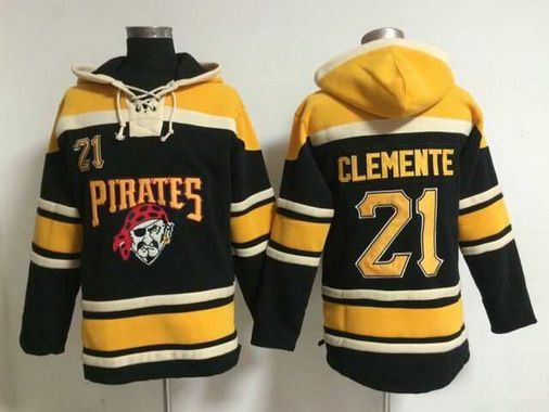 Men's Pittsburgh Pirates #21 Roberto Clemente Retired Player Alternate Black MLB Hoodie