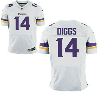 Men's Minnesota Vikings #14 Stefon Diggs White Road NFL Nike Elite Jersey