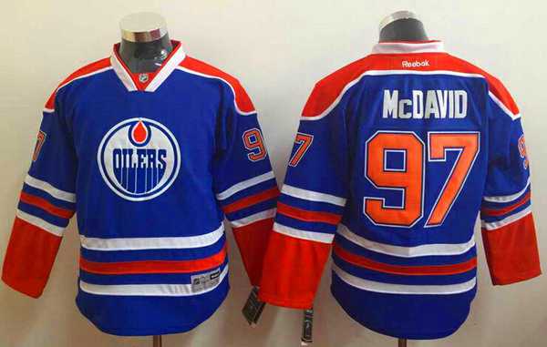 Youth Edmonton Oilers #97 Connor McDavid Royal Blue Jersey