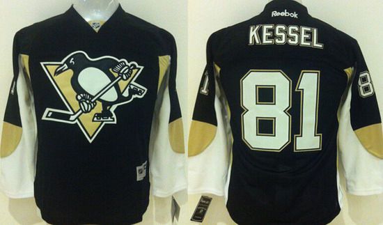 Youth Pittsburgh Penguins #81 Phil Kessel Home Black NHL Reebok Jersey