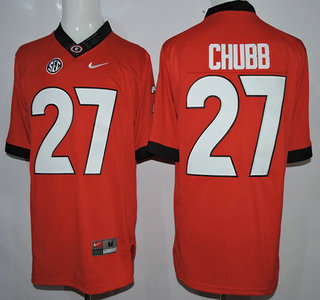 Georgia Bulldogs #27 Nick Chubb Red 2015 College Football Nike Limited Jersey