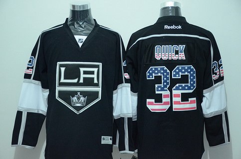 Los Angeles Kings #32 Jonathan Quick Black USA Flag Hockey Jersey