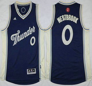 Oklahoma City Thunder #0 Russell Westbrook Revolution 30 Swingman 2015 Christmas Day Navy Blue Jersey