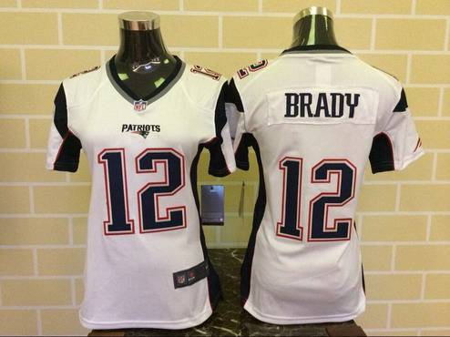 Women's New England Patriots #12 Tom Brady White Road 2015 NFL Nike Game Jersey