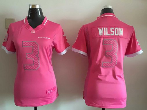 Women's Seattle Seahawks #3 Russell Wilson Pink Bubble Gum 2015 NFL Jersey