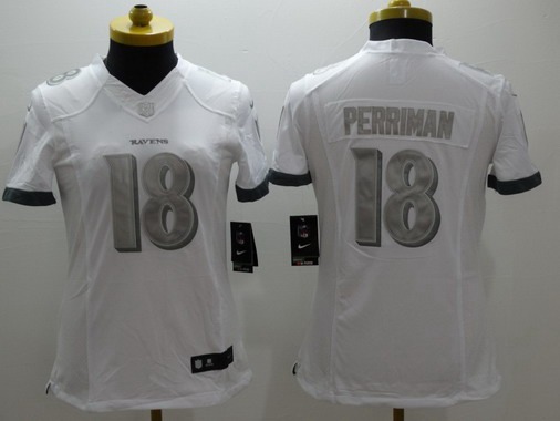 Women's Baltimore Ravens #18 Breshad Perriman White Platinum NFL Nike Limited Jersey