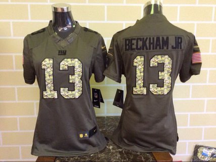 Women's New York Giants #13 Odell Beckham Jr Green Salute To Service 2015 NFL Nike Limited Jersey