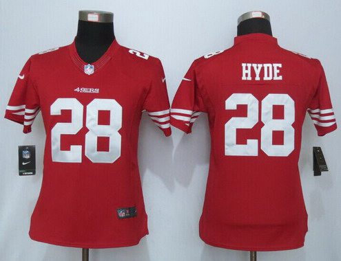 Women's San Francisco 49ers #28 Carlos Hyde Scarlet Red Team Color NFL Nike Limited Jersey