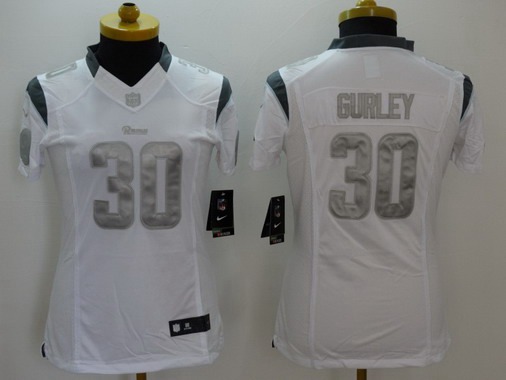 Women's St. Louis Rams #30 Todd Gurley White Platinum NFL Nike Limited Jersey