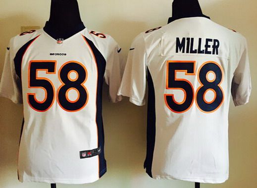 Youth Denver Broncos #58 Von Miller White Road NFL Nike Game Jersey