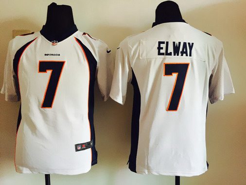 Youth Denver Broncos #7 John Elway White Retired Player NFL Nike Game Jersey