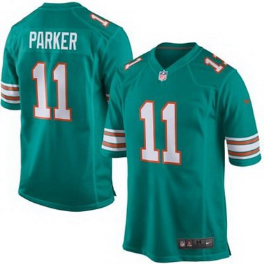 Youth Miami Dolphins #11 DeVante Parker Aqua Green Alternate 2015 NFL Nike Game Jersey