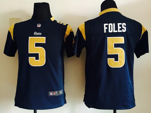 Youth Nike St. Louis Rams #5 Nick Foles Navy Blue Team Color NFL Nike Game Jersey