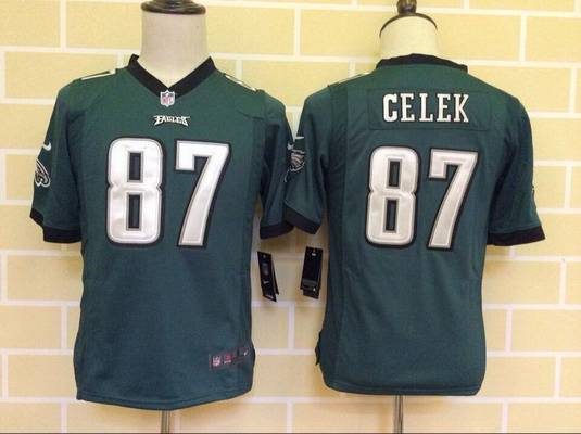 Youth Philadelphia Eagles #87 Brent Celek Nike Dark Green Game Jersey