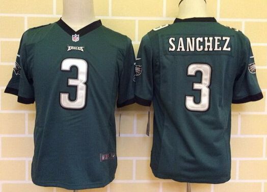 Youth Philadelphia Eagles #3 Mark Sanchez Home Dark Green Team Color NFL Nike Game Jersey