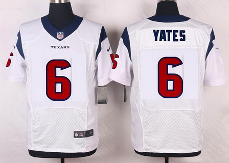 Men's Houston Texans #6 T. J. Yates White Road NFL Nike Elite Jersey