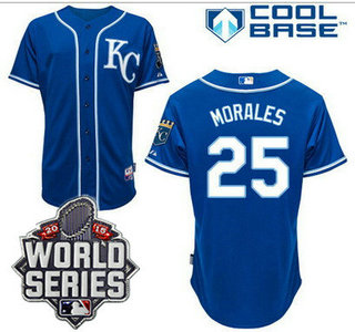 Men's Kansas City Royals #25 Kendrys Morales KC Blue Alternate Baseball Jersey With 2015 World Series Patch