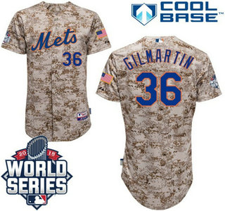 New York Mets #36 Sean Gilmartin Camo Authentic Cool Base Jersey with 2015 World Series Participant Patch