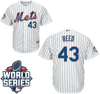 New York Mets #43 Addison Reed Home white Authentic Cool Base Jersey with 2015 World Series Participant Patch