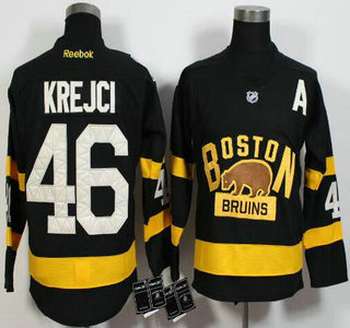 Men's Boston Bruins #46 David Krejci Reebok Black 2016 Winter Classic Premier Jersey