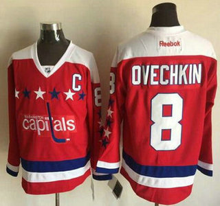 Men's Washington Capitals #8 Alex Ovechkin Red Third Reebok Hockey Jersey