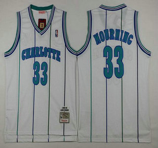 Men's Charlotte Hornets #33 Alonzo Mourning 1992-93 White Hardwood Classics Soul Swingman Throwback Jersey