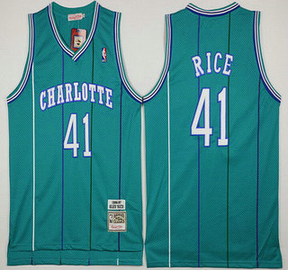 Men's Charlotte Hornets #41 Glen Rice Green Hardwood Classics Soul Swingman Throwback Jersey